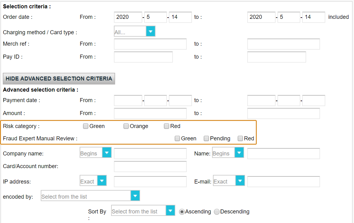 Advanced Selection Criteria